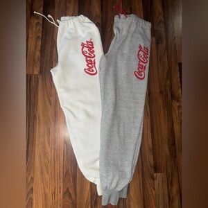 Coca Cola Kids Sweatpants - Red Logo on White and Gray